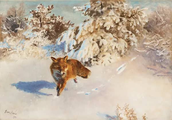 Winter Landscape with Fox by Bruno Liljefors | Oil Painting Reproduction