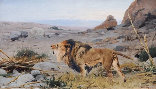 Roaring Lion by Richard Friese | Oil Painting Reproduction