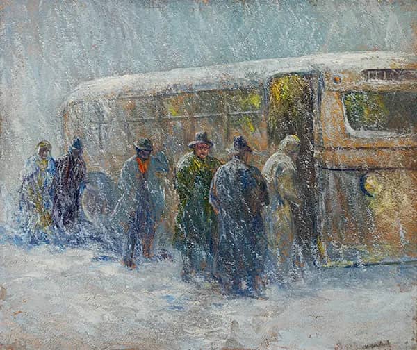 Bus in a Snow Storm 1935 | Oil Painting Reproduction