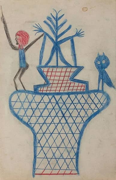 Basket Man and Owl 1939 by Bill Traylor | Oil Painting Reproduction