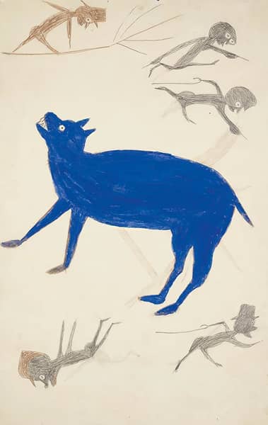 Blue Animal with Five Figures 1942 | Oil Painting Reproduction