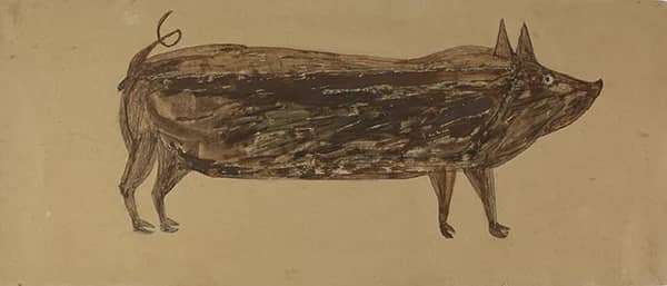 Brown Pig 1940 by Bill Traylor | Oil Painting Reproduction