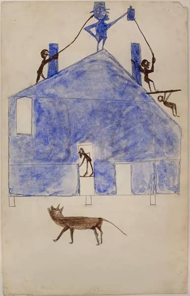 House c1941 by Bill Traylor | Oil Painting Reproduction