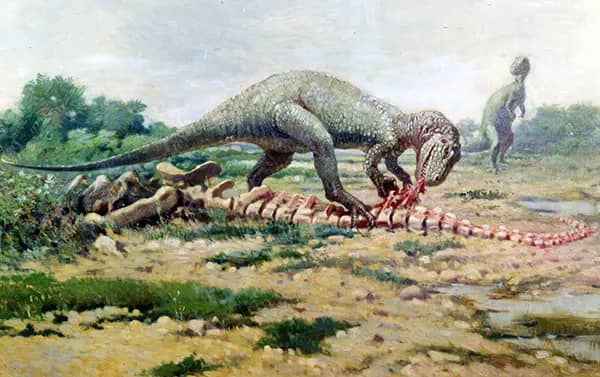 Feeding Allosaurus by Charles R Knight | Oil Painting Reproduction