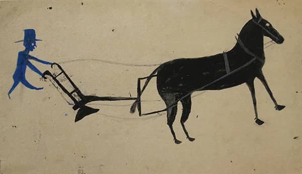 Man with a Plow by Bill Traylor | Oil Painting Reproduction