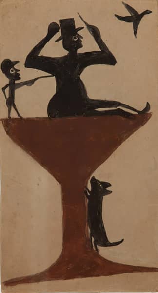 Men Bird and Dog by Bill Traylor | Oil Painting Reproduction