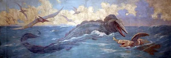 Tylosaurus Protostega and Pteranodon | Oil Painting Reproduction