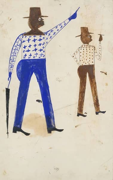 Two Men Walking by Bill Traylor | Oil Painting Reproduction