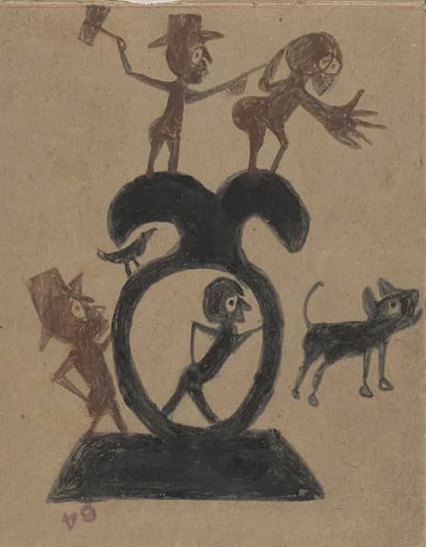 Woman and Man with Axe by Bill Traylor | Oil Painting Reproduction