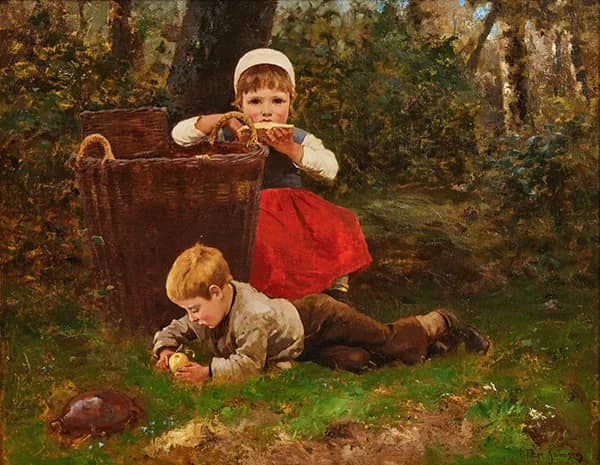 Children in the Forest Clearing | Oil Painting Reproduction