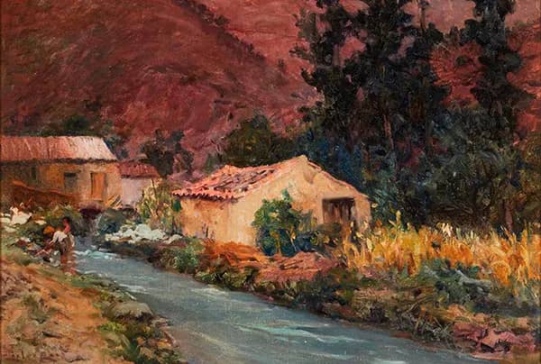 Landscape with River House and Figure | Oil Painting Reproduction