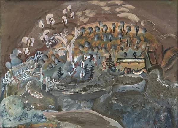 Corfe Castle Village 1945 by Frances Hodgkins | Oil Painting Reproduction