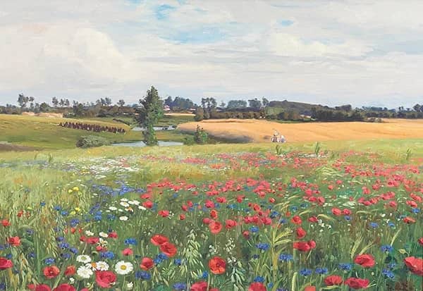 A Meadow in Bloom with Poppies Leucanthemum and Cornflowers | Oil Painting Reproduction