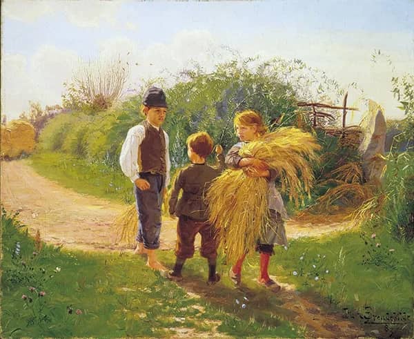 Children Collecting Leftover Crops 1883 | Oil Painting Reproduction