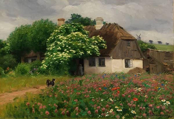 Farmhouse with Meadow Flowers 1909 | Oil Painting Reproduction