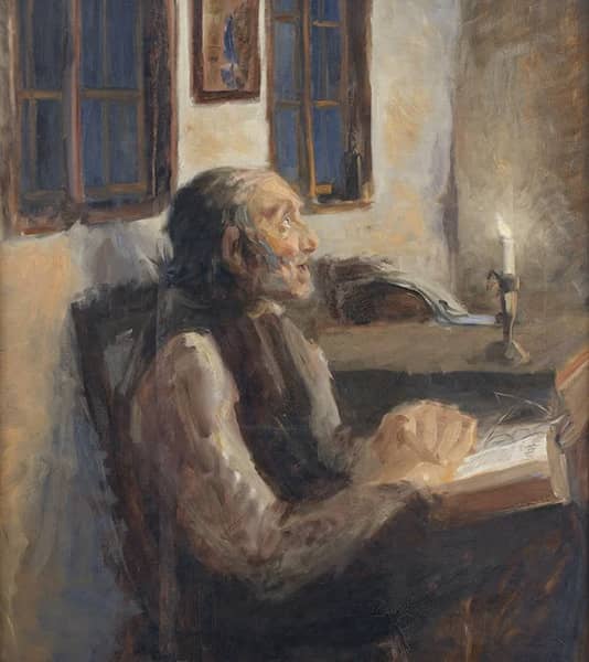The Old Man by the Lamplight | Oil Painting Reproduction