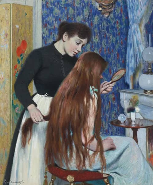 Brushing her Hair by Federico Zandomeneghi | Oil Painting Reproduction