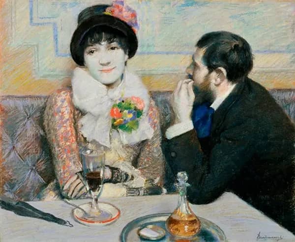 Couple in a Cafe 1885 by Federico Zandomeneghi | Oil Painting Reproduction