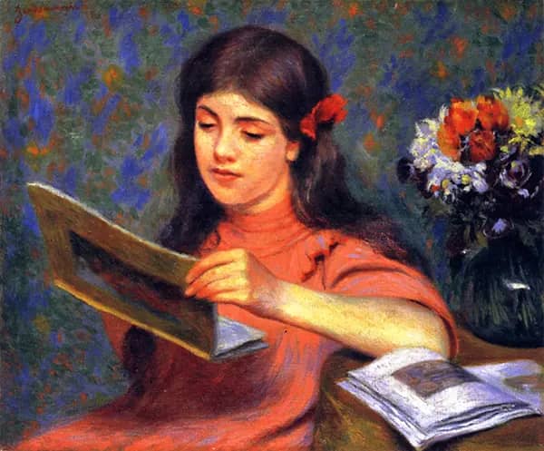 Girl Looking at a Book | Oil Painting Reproduction