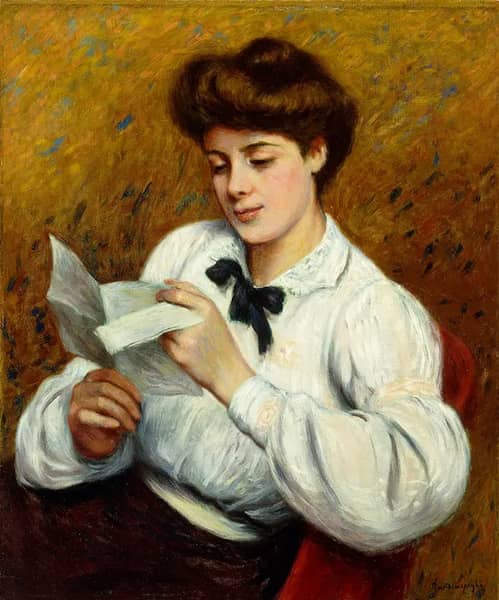 The Letter by Federico Zandomeneghi | Oil Painting Reproduction