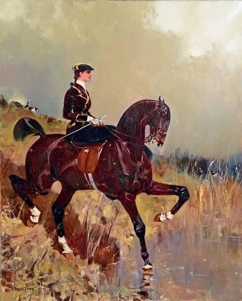 Amazon Approaching a Pond by Rene Princeteau | Oil Painting Reproduction