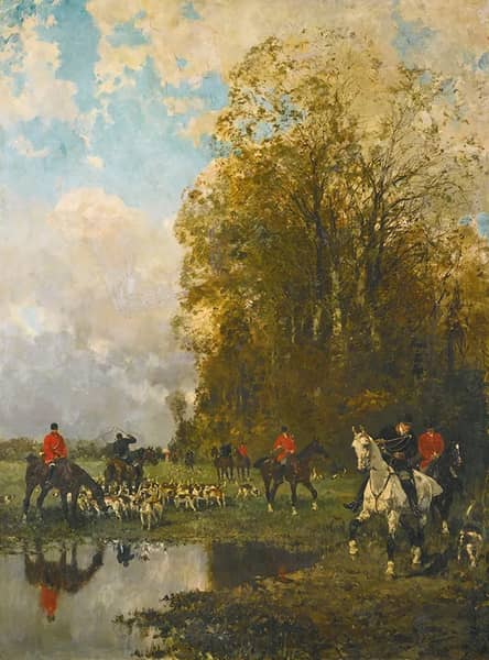Huntsmen Gathering Their Hounds | Oil Painting Reproduction
