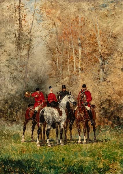 Huntsmen by Rene Princeteau | Oil Painting Reproduction