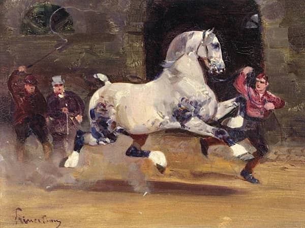 Jockey Driving His Horse by Rene Princeteau | Oil Painting Reproduction