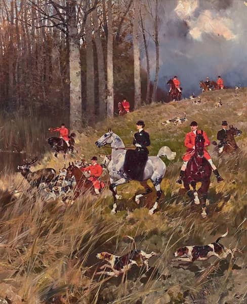 Stag Hunting by Rene Princeteau | Oil Painting Reproduction