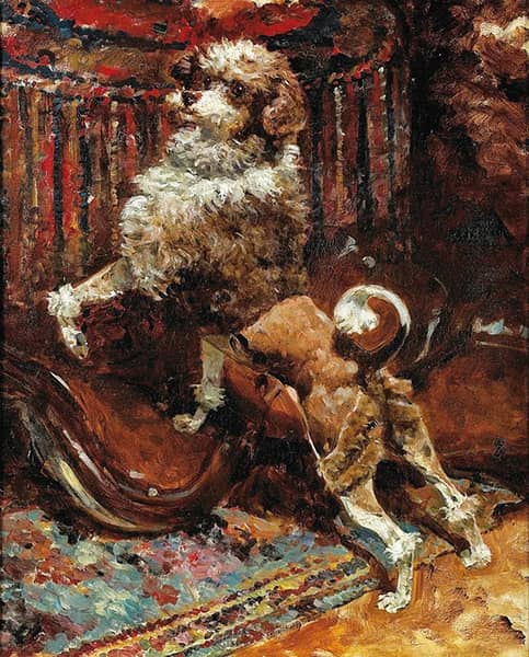 The Poodle of the artist's Mother Clipped Like a Lion | Oil Painting Reproduction
