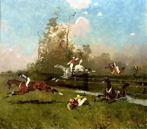 The River Jump c1880 by Rene Princeteau | Oil Painting Reproduction