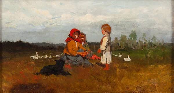 Mali Pastuszkowie 1876 by Antoni Piotrowski | Oil Painting Reproduction