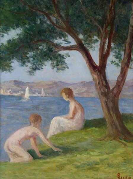 Bathers at Saint Tropez by Maximilien Luce | Oil Painting Reproduction