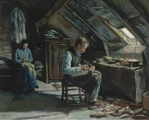 Boot Maker on Mansarde 1883 by Maximilien Luce | Oil Painting Reproduction