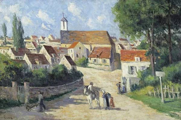 Guernes Village Street by Maximilien Luce | Oil Painting Reproduction