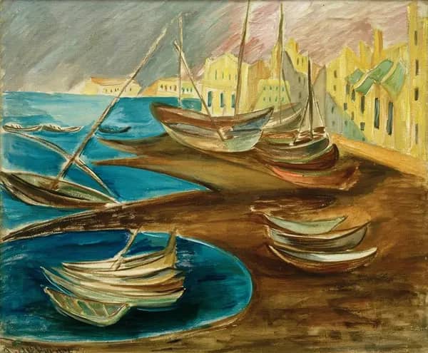 Fishing Boats in the Port of Tarragona 1932 | Oil Painting Reproduction