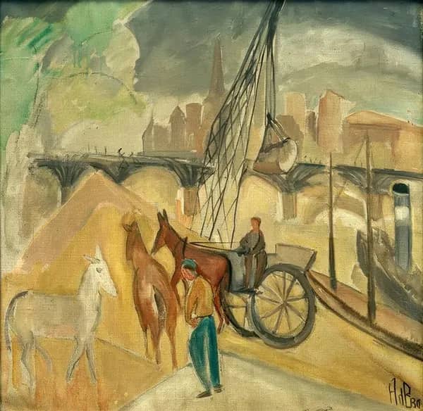 Landscape with Bridge 1930 by Alma del Banco | Oil Painting Reproduction