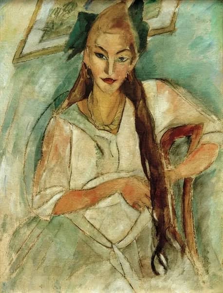 Portrait of a Girl with Braid 1922 | Oil Painting Reproduction