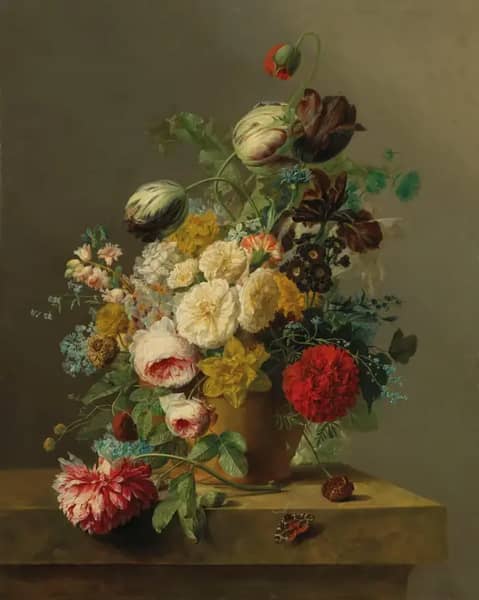Roses Tulips Peonies Marigolds A Carnation An Iris And Other Flowers | Oil Painting Reproduction