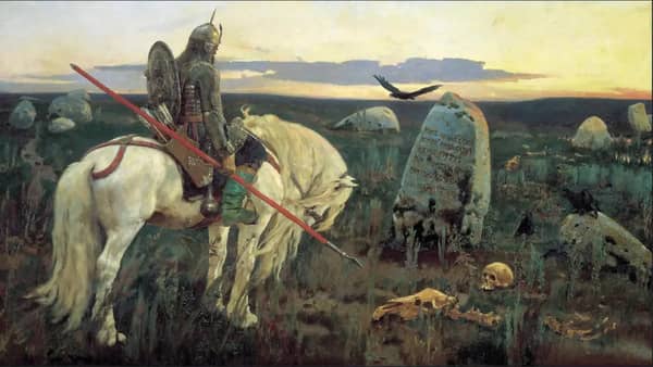A Knight at the Crossroads by Viktor Vasnetsov | Oil Painting Reproduction
