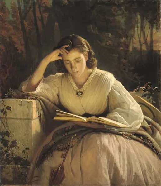 Sophia Kramskaya Reading by Ivan Kramskoy | Oil Painting Reproduction