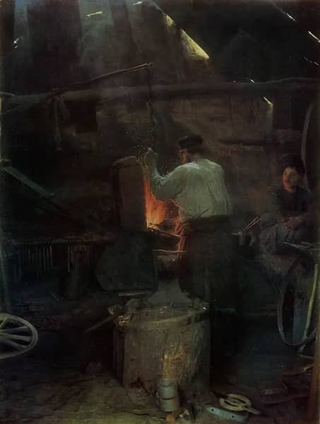 The Village Smithy by Ivan Kramskoy | Oil Painting Reproduction