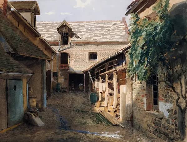 Village Courtyard in France by Ivan Kramskoy | Oil Painting Reproduction