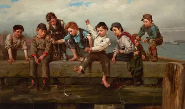 A Thrilling Moment by John George Brown | Oil Painting Reproduction