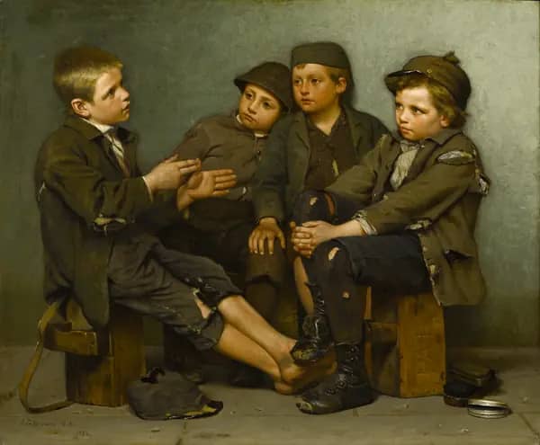A Tough Story 1886 by John George Brown | Oil Painting Reproduction