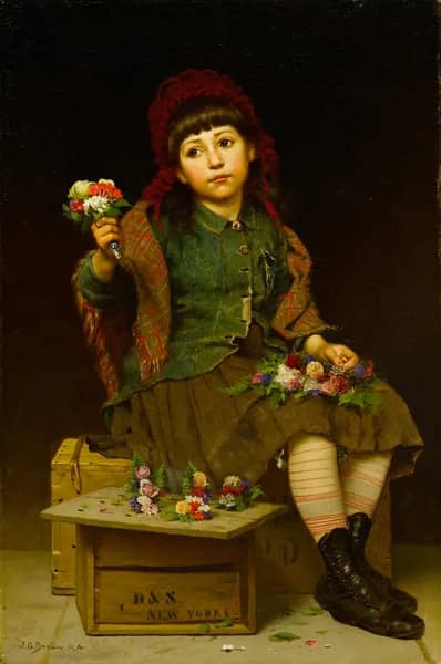 Buy a Posy by John George Brown | Oil Painting Reproduction