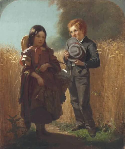 Coming Thro The Rye by John George Brown | Oil Painting Reproduction