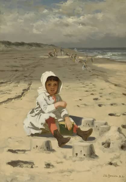 Making Castles of Sand by John George Brown | Oil Painting Reproduction