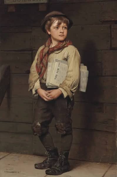 Newsboy by John George Brown | Oil Painting Reproduction