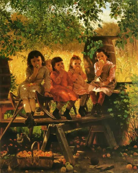 The Cider Mill 1880 by John George Brown | Oil Painting Reproduction